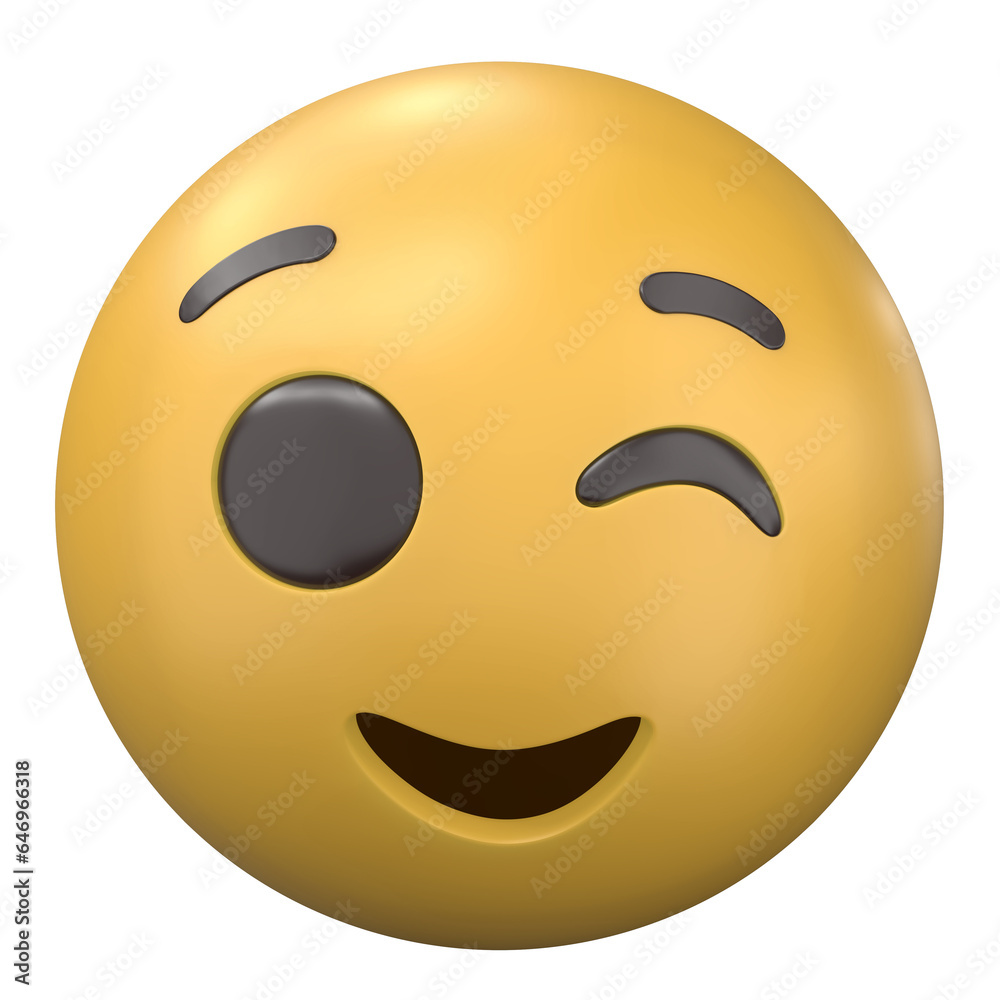 Emoji Blinking 3D illustration isolated on a white background Emoji Blinking 3D illustration isolated on a white background