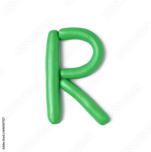 Green plasticine letter r, ...