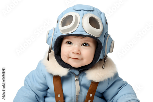 Baby Boy in a Cute Pilot Outfit on Transparent Background. © Usmanify