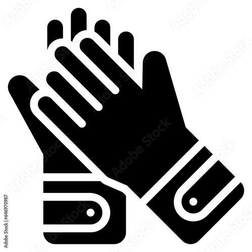 glove icon in glyph style isolated on transparent background. Construction tools, vector illustration for graphic design projects