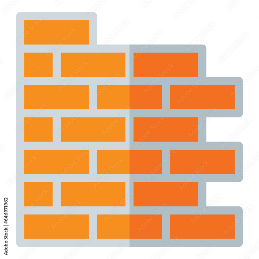 bricks icon in flat style isolated on transparent background. Construction tools, vector illustration for graphic design projects