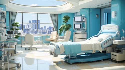luxury sickroom in a clinic in future