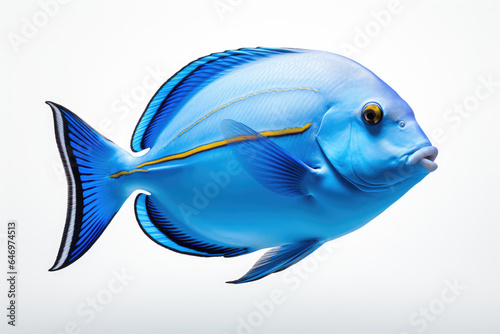 Marine fish on white isolated background with clipping path. Powder Blue Tang (Acanthurus leucosternon) photo