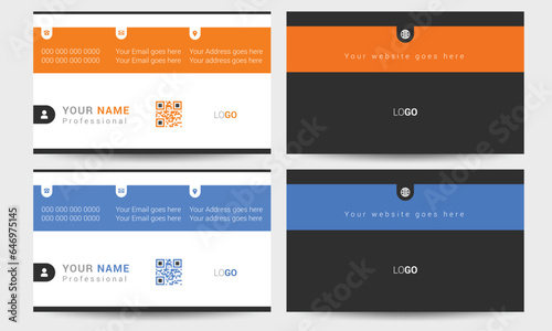 Professional modern double sided  business card design template. Flat range business card animation, vector layout template