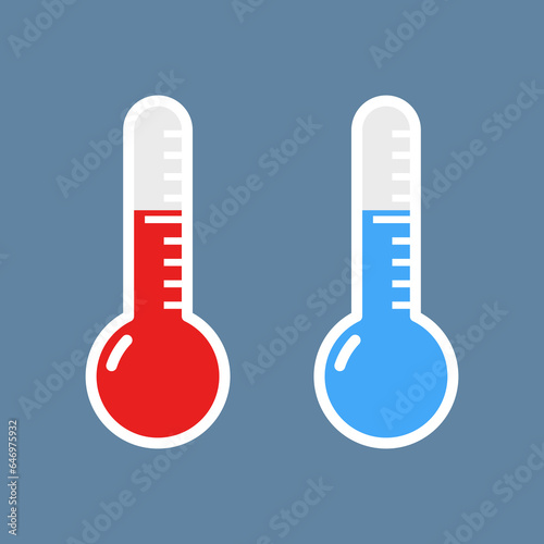 simple vector illustration red and blue thermometer