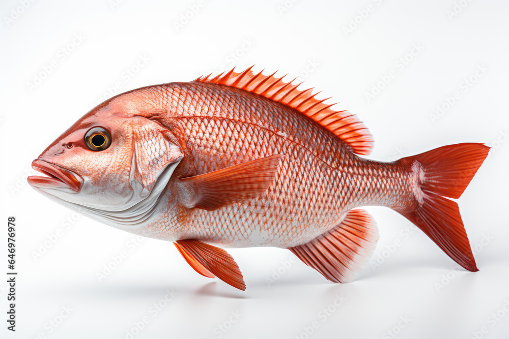 Obraz premium Northern Red Snapper fish Lutjanus campechanusfish isolated on a white background