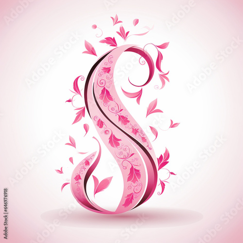 Simple pink ribbon isolated on white