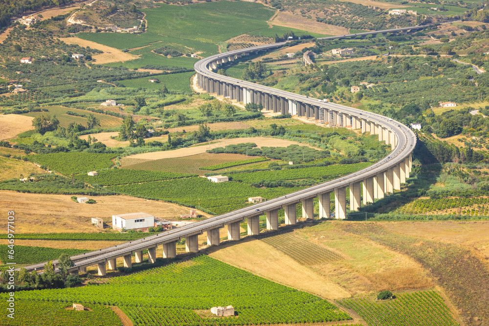 Highway bridge on pillars in Sicily, Italy, Europe. Highway bridge on pillars in Sicily, Italy, Europe.