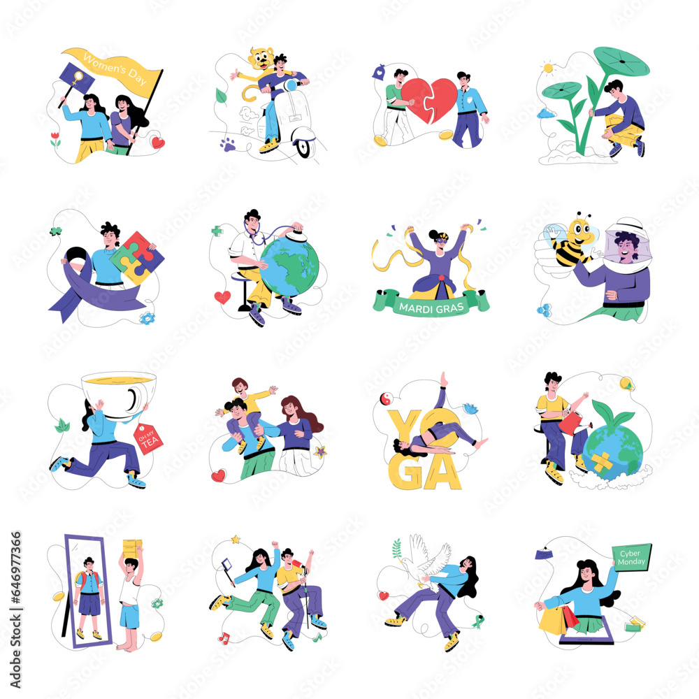 Modern International Events Flat Illustrations 

