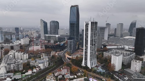 Wallpaper Mural Aerial view of La Défense on a cloudy afternoon showcases its modernity.
 Torontodigital.ca