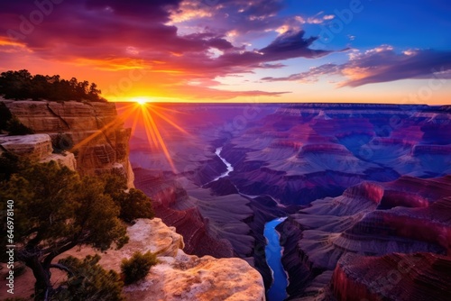 A stunning sunset over a canyon
