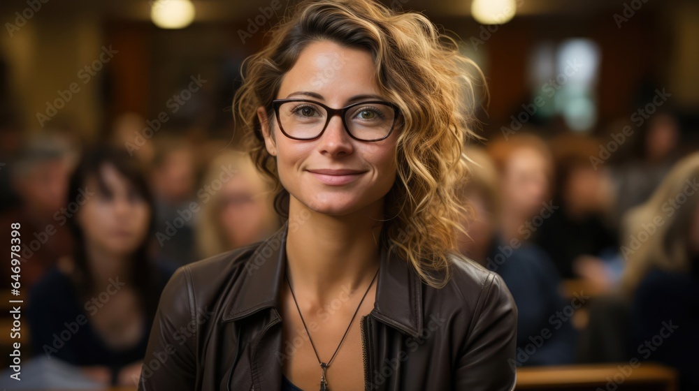 american female university professor giving a lecture american female university professor giving a lecture
