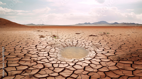 Global warming. Dry cracked land. Concept of climate change.