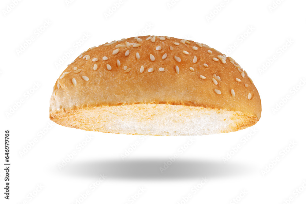 Bun for burger making on a white isolated background