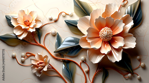 3d illustrated flowers