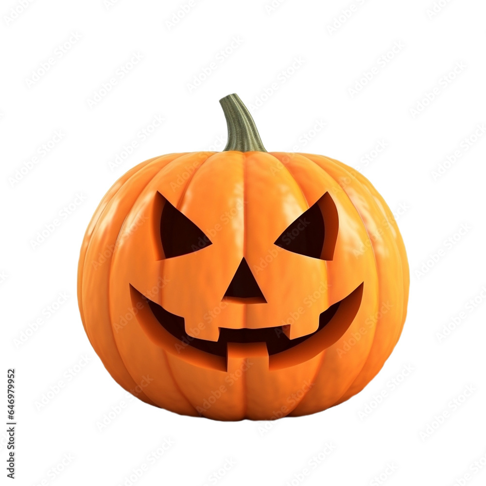 3d halloween pumpkin isolated on white on isolated transparent background png. Generated with AI