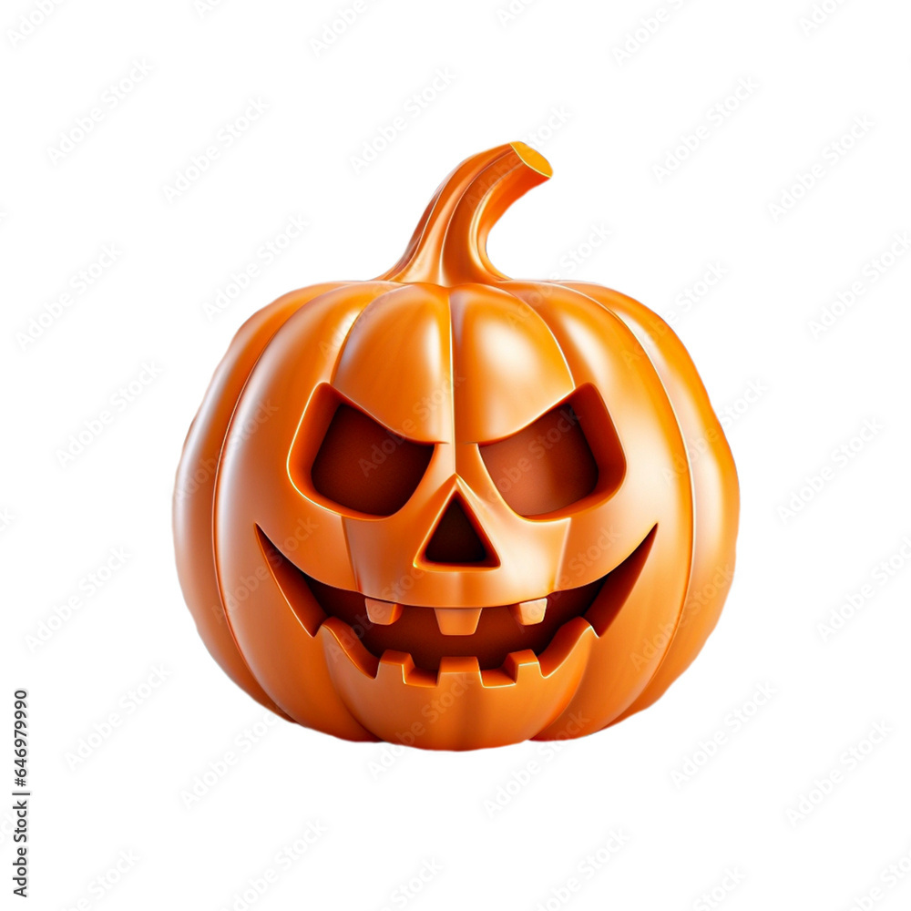 3d halloween pumpkin isolated on white on isolated transparent background png. Generated with AI