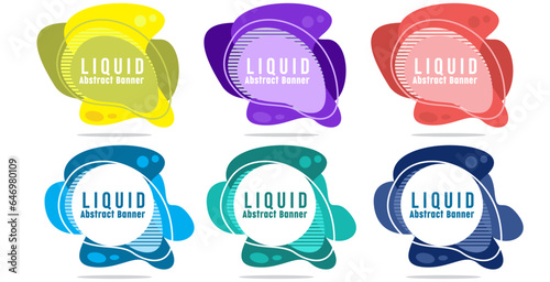 collection of colorful banner graphic elements flowing fluid abstract shapes. Futuristic dynamic elements Color flat vector