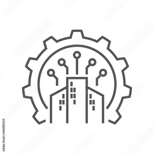 Digital Manufacturing. Industry 4.0 Scientific industry, production, smart industry and manufacturing. Vector Logo. EPS 10