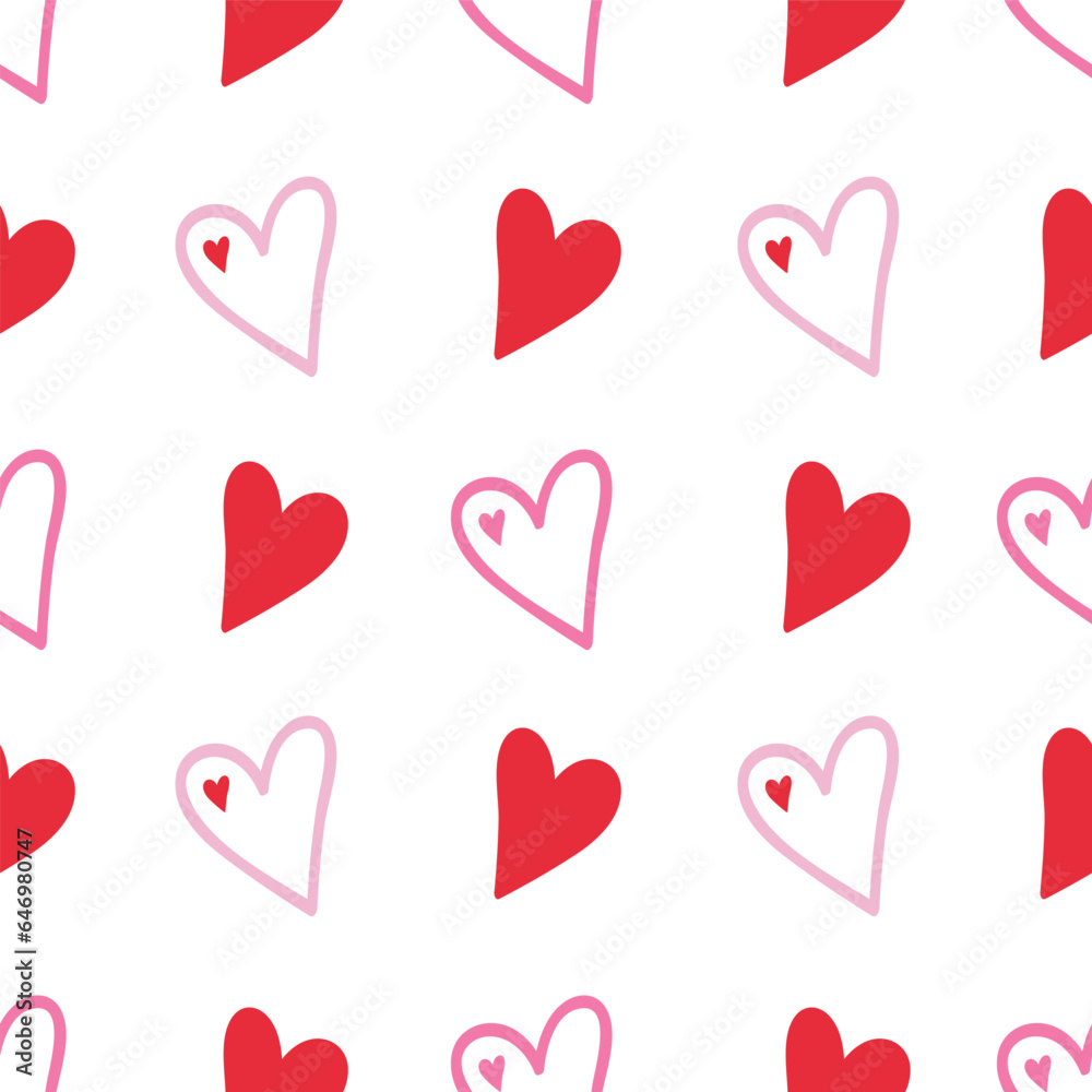 Seamless pink and red heart pattern