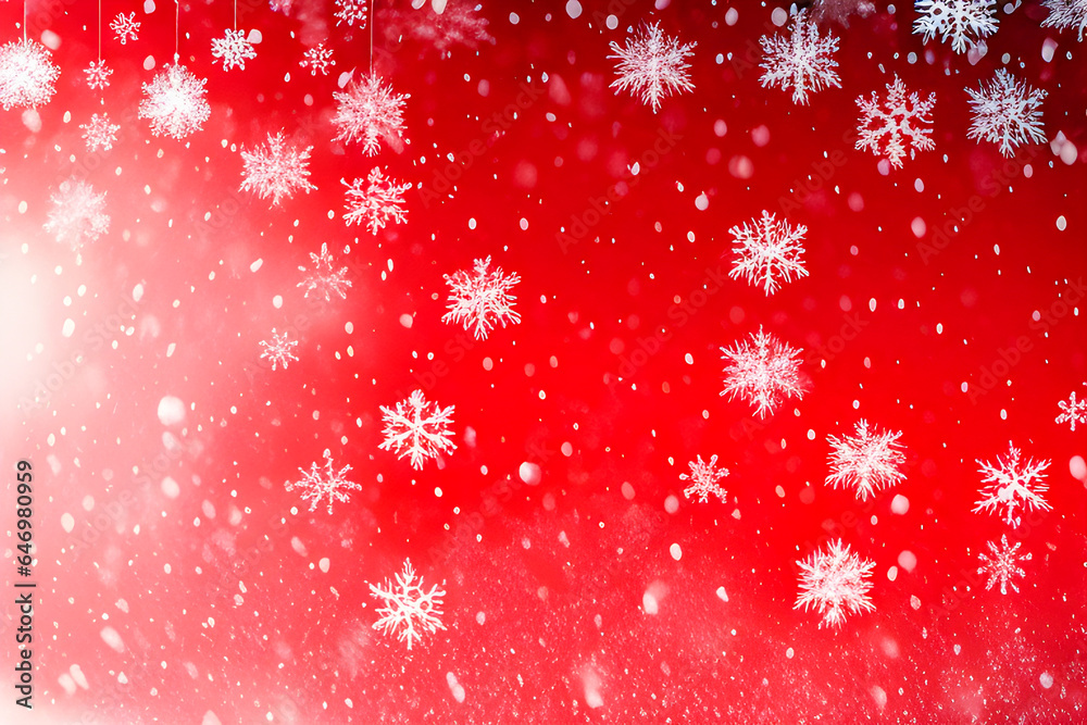 abstract landscape with snowflakes falling in winter with red colors christmas, concept Religion and Culture, generative ai abstract landscape with snowflakes falling in winter with red colors christmas, concept Religion and Culture, generative ai