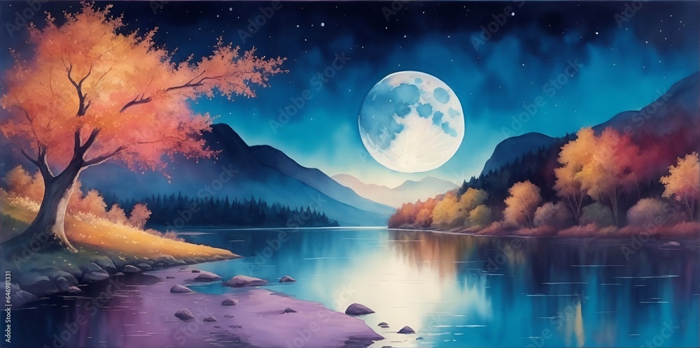 Beautiful autumn landscape. AI generated illustration Beautiful autumn landscape. AI generated illustration