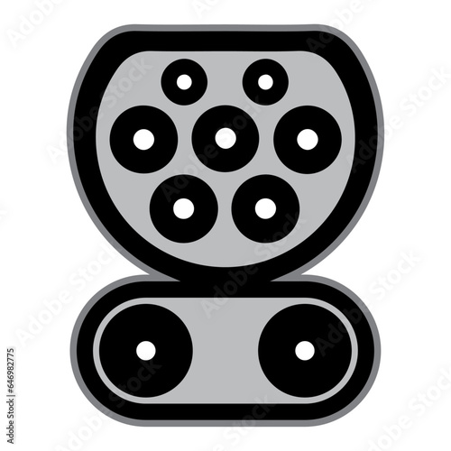 Vector graphic of Type 2 CCS combo type electric vehicle charger plug