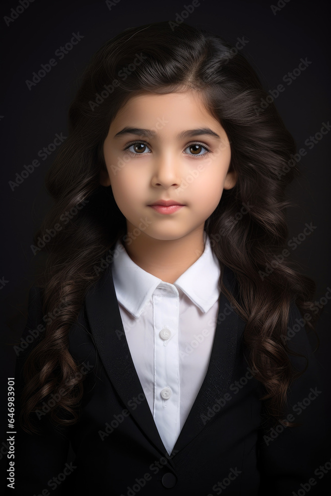Child girl as a professional employee. Generative AI Child girl as a professional employee. Generative AI