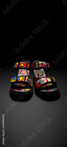 colorful shoes on black