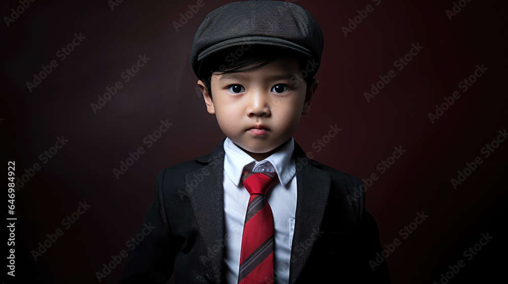 Child boy as a professional employee. Generative AI Child boy as a professional employee. Generative AI
