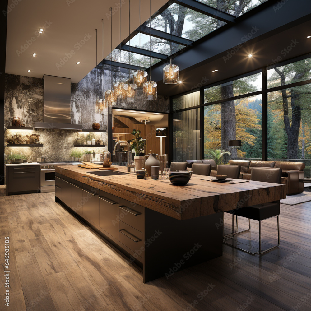 Modern home interior - kitchen, ai generated