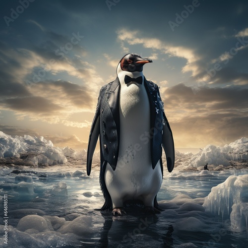 penguin in polar regions - Generative AI Illustration