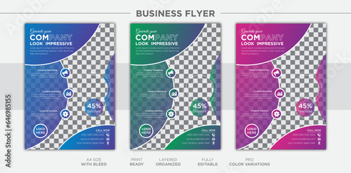 business flyer design template, Corporate Flyer Template, Geometric shape Flyer Circle Abstract Colorful concepts