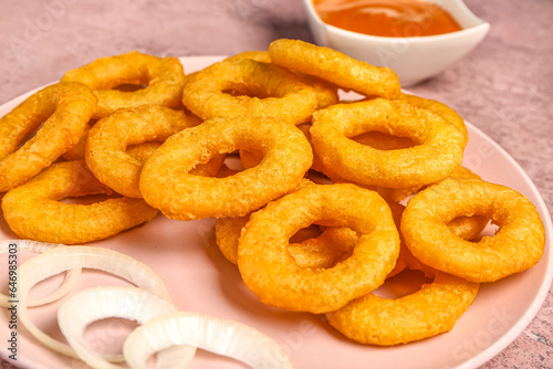Golden crispy onion rings a...