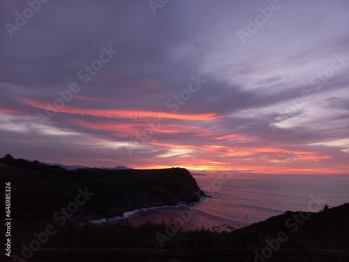 Sunset over the cliffs of Ruiloba, Cantabria, Spain