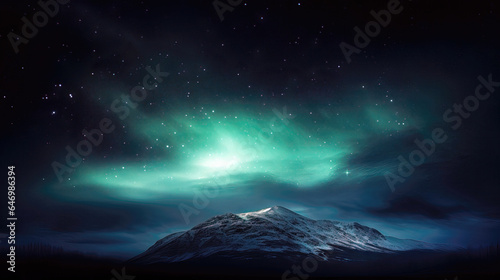 Northern lights in the sky over the mountains