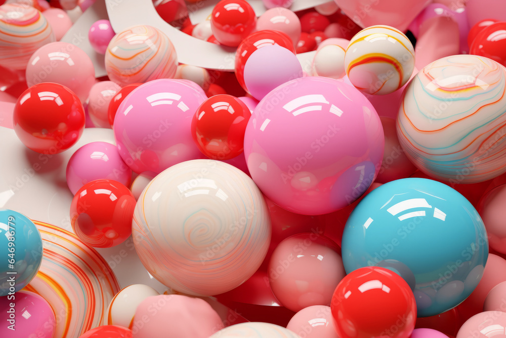 Beautiful colorful 3D background with ball-shaped figures.generative ai Beautiful colorful 3D background with ball-shaped figures.generative ai