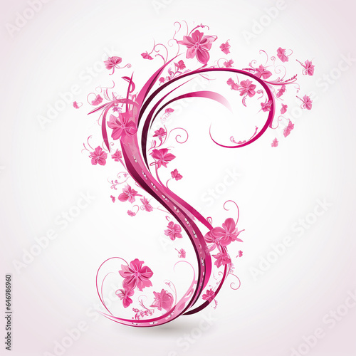 EyeCatching Pink Ribbon on White Background A Surefire Way to Get Noticed photo