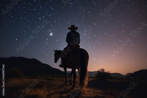 image cowboy riding his horse at night © Jorge Ferreiro