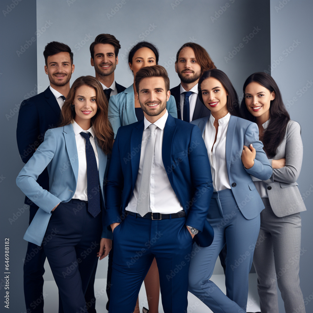 Business Team in Darkest Academia Style with Serene Expressions