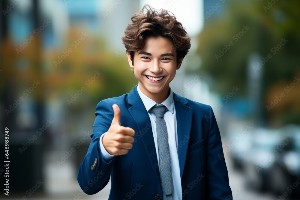 smiling schoolboy wearing school uniform show thumb up finger on outdoor. Back to school smiling schoolboy wearing school uniform show thumb up finger on outdoor. Back to school