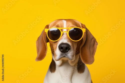 Beagle wearing glasses. Generate Ai