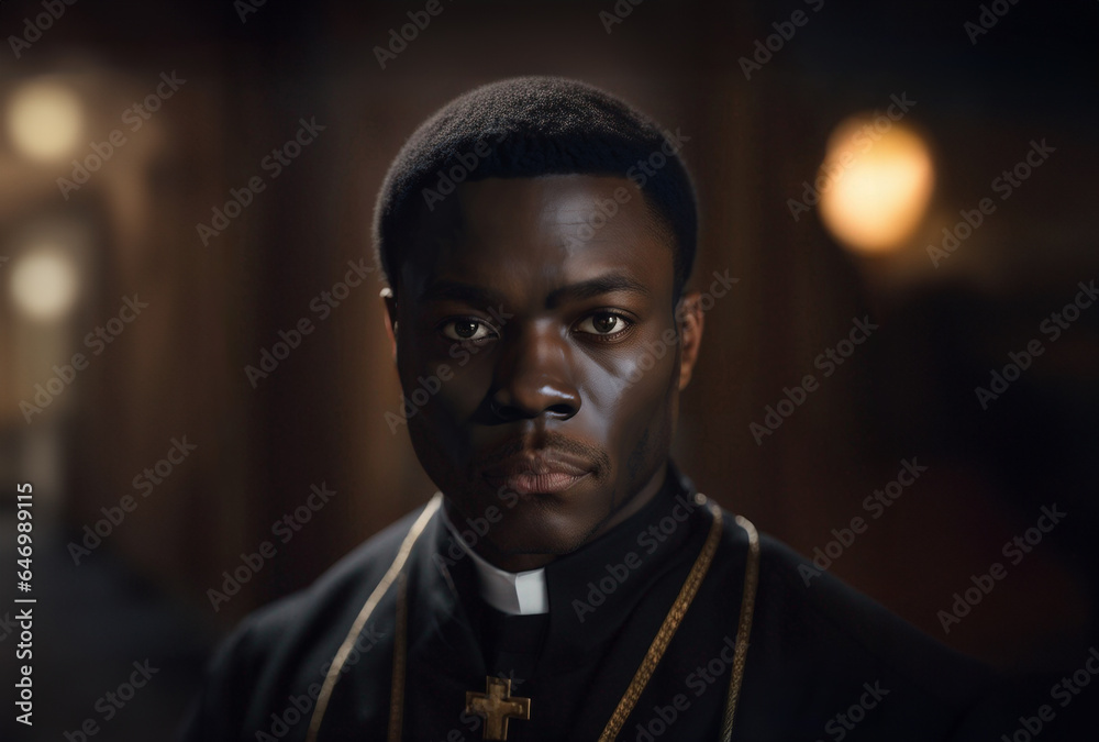 Portrait of a young black priest Portrait of a young black priest
