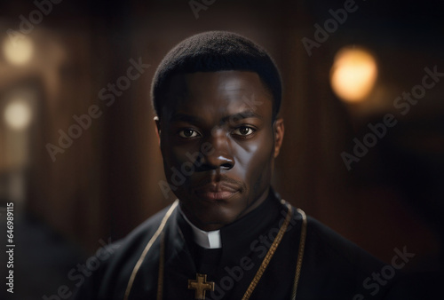 Portrait of a young black priest