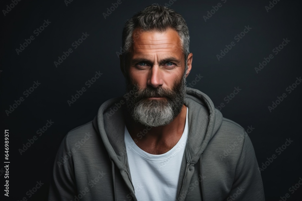 Portrait of a handsome man with grey beard and mustache. Studio shot. Portrait of a handsome man with grey beard and mustache. Studio shot.