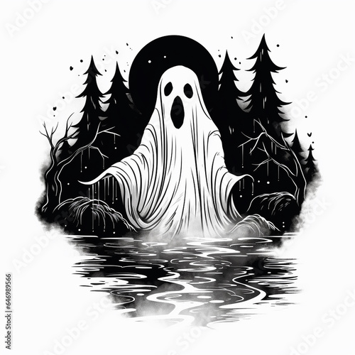 Hand-Drawn Halloween Ghost Artful Ectoplasm photo