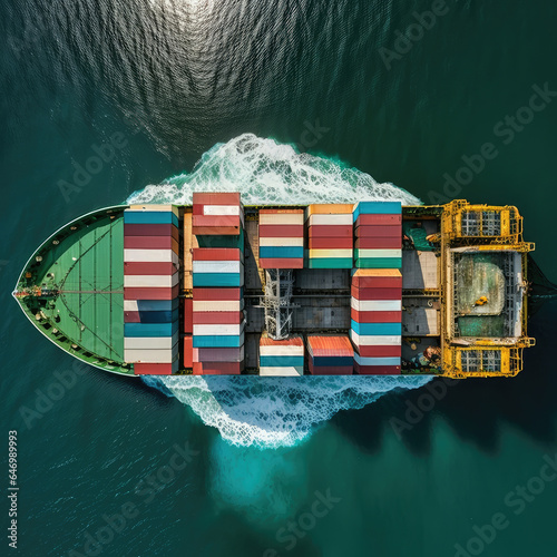 A large container ship underway at sea, generated by AI © evening_tao