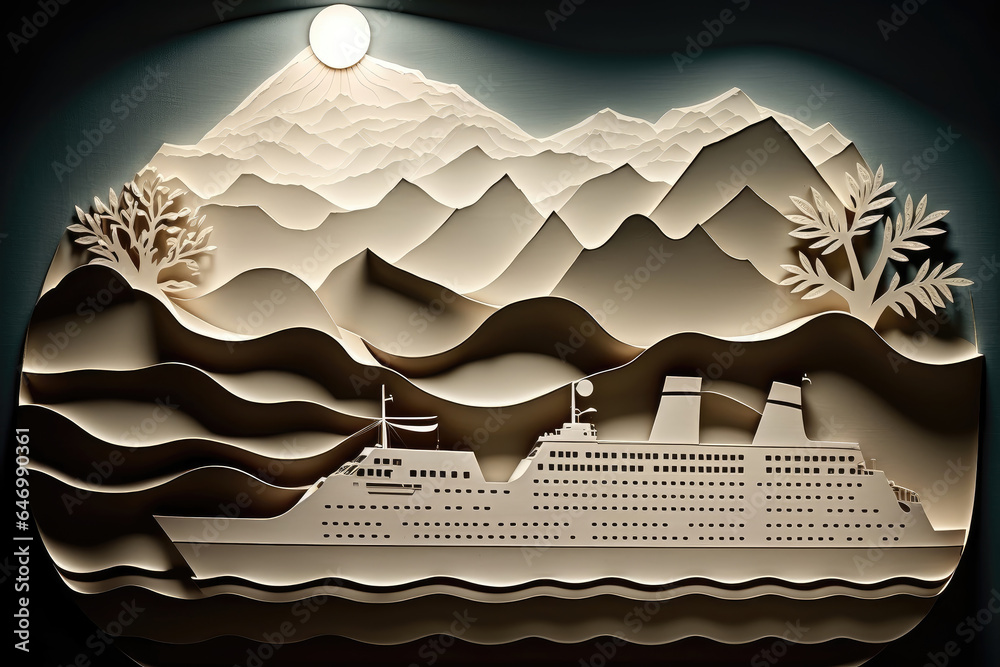 Paper Art Cruise, AI generated Paper Art Cruise, AI generated