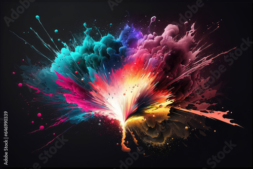 Colored explosive powder, AI generated photo