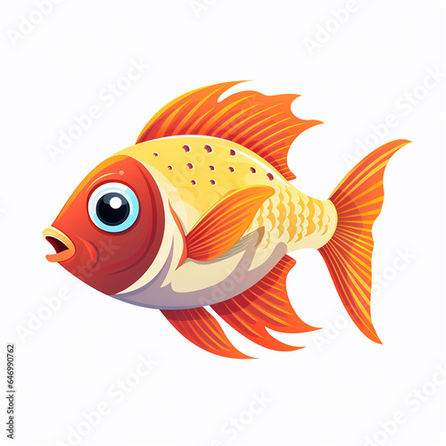 Colorful Fish on White Aquatic Elegance